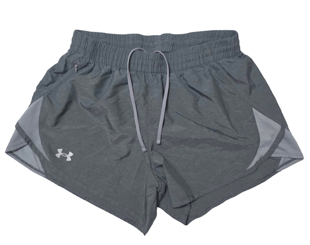 Under Armour Womens Fly By Shorts Small Grey Athletic Running Zip Pocket Loose